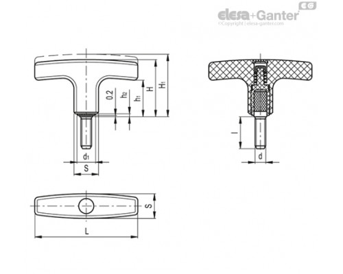 Т-образная ручка L.652-X/80 p-M10x30 (32782) ELESA+GANTER