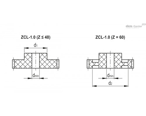 Зубчатая передача ZCL-1.0-15-VD (553109) ELESA+GANTER