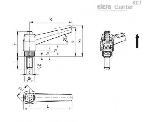 Регулируемая ручка MRX.100-C2-SST-p-M12x70-C1 (143009-C2-C1) ELESA+GANTER