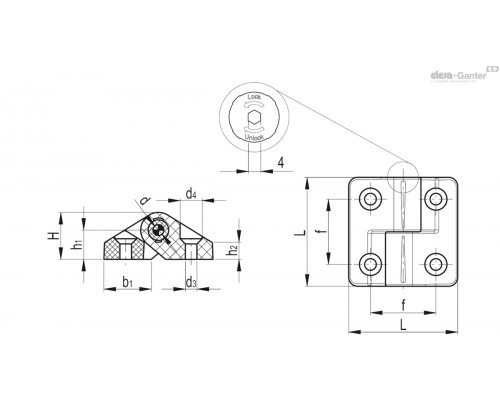 Петля CFMY.60-NL-T-S-90 (425998) ELESA+GANTER