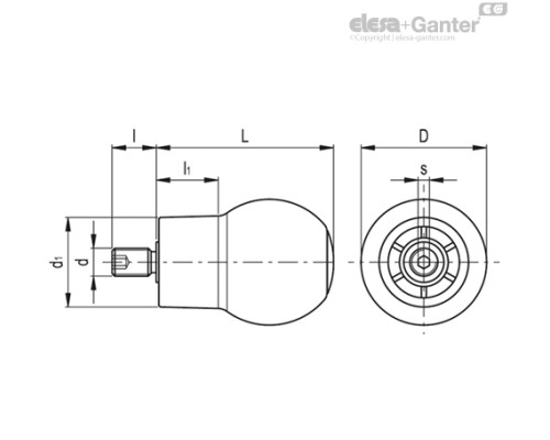 Сферическая ручка EBS.45+x-M10 (247011) ELESA+GANTER