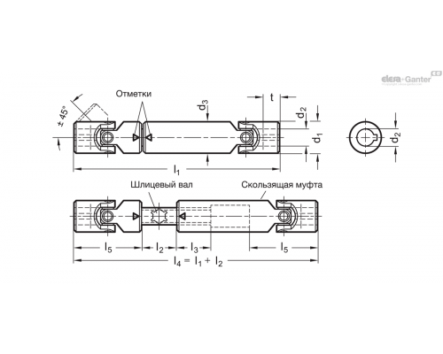 Карданное соединение GN 808.2-42-K20-290-90 ELESA+GANTER