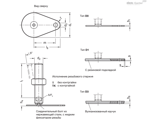 Регулируемая опора GN 43-80-M16-250-D3-T ELESA+GANTER