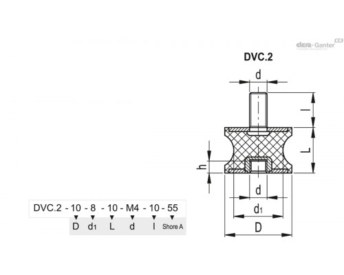 Виброгаситель DVC.2-20-14-19-M6-18-40 (433925) ELESA+GANTER