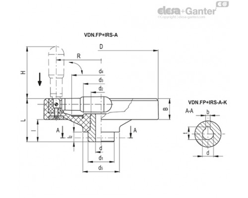Маховичок цельнолитый VDN.175 FP+IRS-A16 (73742-16) ELESA+GANTER