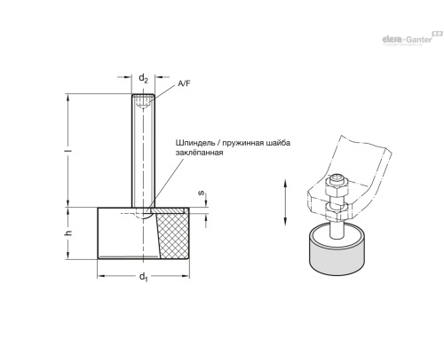 Регулируемая опора GN 439-19-M6-45-70 ELESA+GANTER