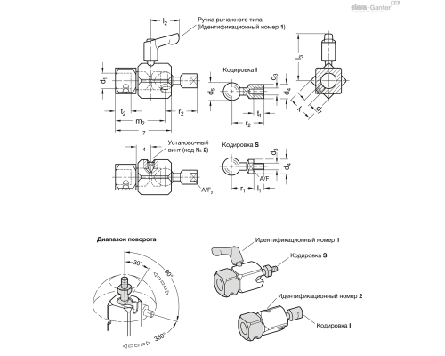 Зажим GN 487-B20-A-M8-S-1-ES ELESA+GANTER