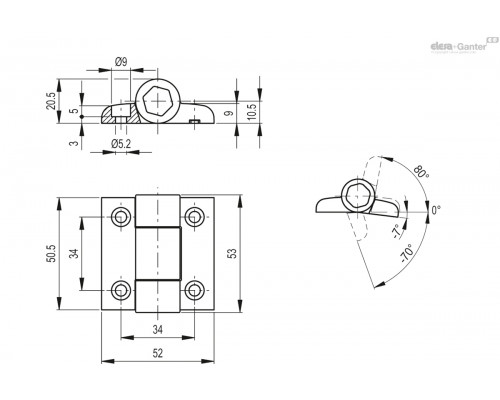 Петля CFVT.53 CH-5-80-0.7 (427704) ELESA+GANTER