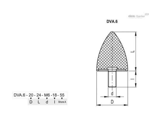 Виброгаситель DVA.6-20-15-M6-18-40 (416997) ELESA+GANTER