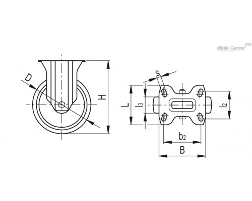 Колесико RE.F1-150-PBL-SST-N (448104) ELESA+GANTER