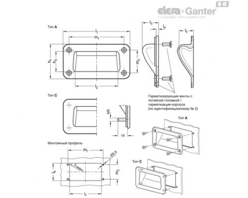 Вставка дверной ручки GN 7330-127-C-2-SW ELESA+GANTER