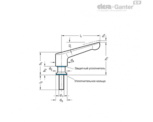 Регулируемая ручка рычажного типа GN 305-78-M8-32-PL-H ELESA+GANTER