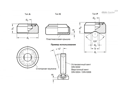 Упорная подушка GN 6311.1-20-P-NI ELESA+GANTER