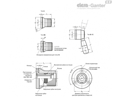 Фиксатор положения GN 200-52-K12-A ELESA+GANTER
