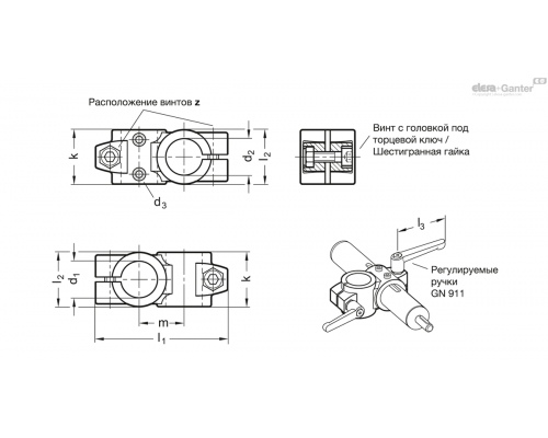 Зажим GN 132.1-B30-B30-40-2-S ELESA+GANTER