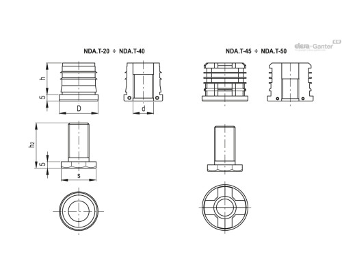 Торцевая заглушка NDA.T-20-M12x30 (430471) ELESA+GANTER