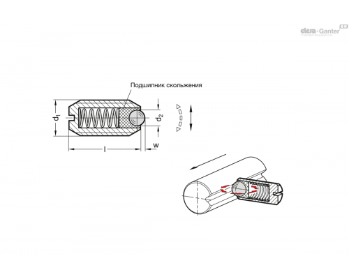 Фиксатор пружинный GN 615.10-M5-KN ELESA+GANTER