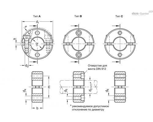 Установочное кольцо GN 7072.2-55-B28-NI-B ELESA+GANTER