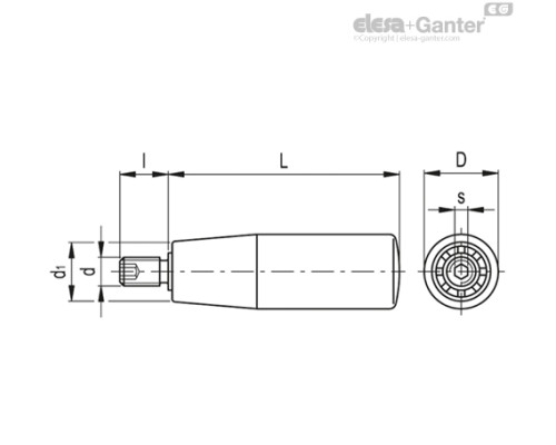 Цилиндрическая ручка I.601/40+x-M6 (24921) ELESA+GANTER