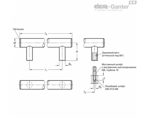 Трубчатая ручка GN 666.7-30-M8-500-K ELESA+GANTER