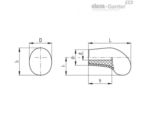 Фигурная ручка I.618/80 N-12-SOFT (125511) ELESA+GANTER