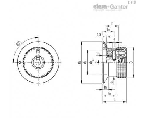 Ручка управления MBR.40 B-6+FKP-C6 (34836-C6) ELESA+GANTER