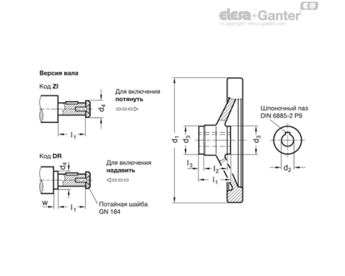 Предохранительный маховик GN 321.5-125-K12-A-* ELESA+GANTER Предохранительный маховик GN 321.5-125-K12-A-* ELESA+GANTER