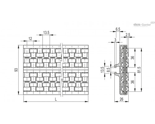 Направляющая GLA-2-RT-93-3000 (419113) ELESA+GANTER