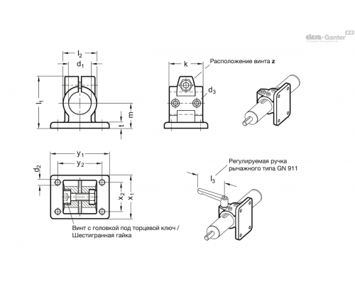 Зажим GN 146.1-B30-40-2-SW ELESA+GANTER