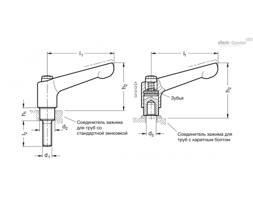 Регулируемая ручка GN 911.3-63-M6-20-GS ELESA+GANTER