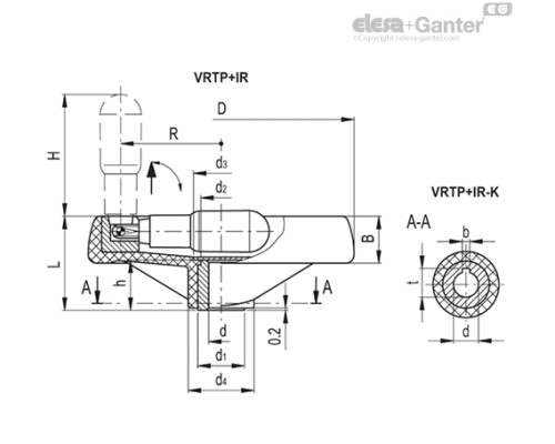 Маховик со спицами VRTP.100+IR-A12 (78532-R) ELESA+GANTER