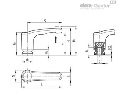Герметичная регулируемая ручка MRY.63-SST-M8-HVD (153506) ELESA+GANTER