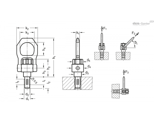 Подъёмный штифт GN 1135-M20-22-ST ELESA+GANTER