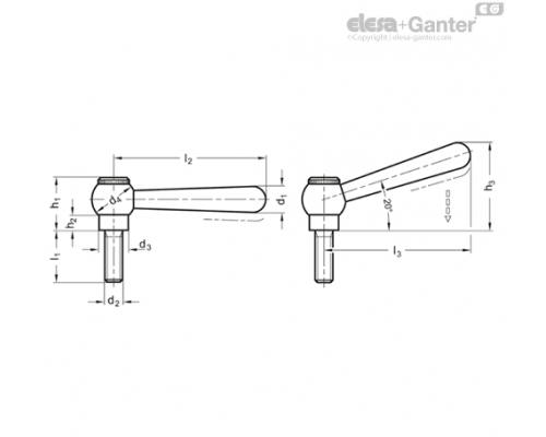 Рычаг зажимной GN 99.2-10-M8-63-N ELESA+GANTER