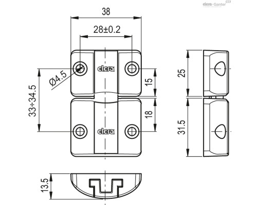 Фиксатор BMS.32-25-CH4-250-C33 (627003-C33) ELESA+GANTER