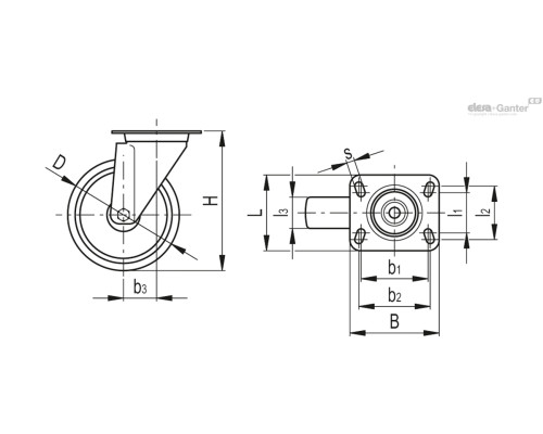 Колёсико RE.G1-125-SBL-N (452561) ELESA+GANTER