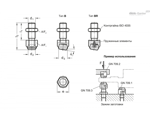 Прижимной упор GN 709.3-46-M30x1.5-BR ELESA+GANTER