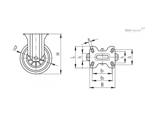 Колёсико RE.E2-080-PBL-N (449651) ELESA+GANTER