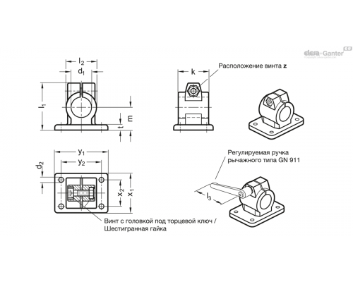 Зажим GN 146-B25-40-2-SW ELESA+GANTER