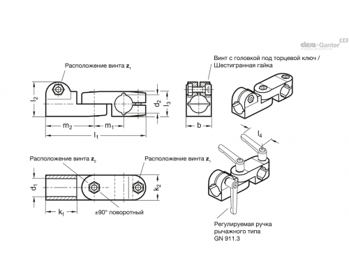 Зажим GN 287-B12-B14-2-SW ELESA+GANTER