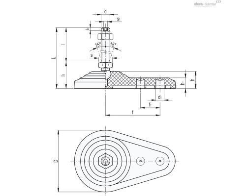 Регулируемая опора LV.FO-60-14-STP-M16x149 (513063) ELESA+GANTER