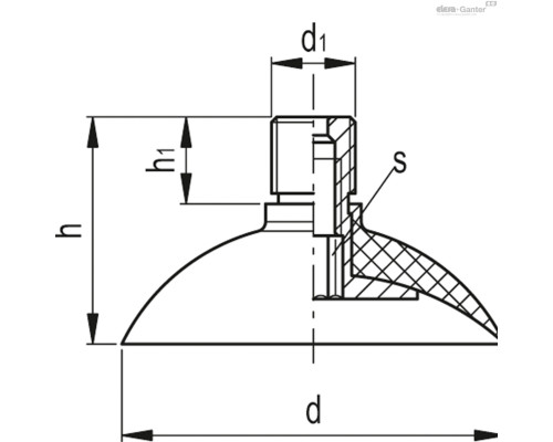 Вакуумная присоска VVI-45-G1/4-T-N (VV.53023) ELESA+GANTER