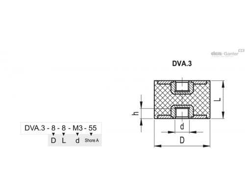 Виброгаситель DVA.3-50-40-M10-55 (412466) ELESA+GANTER