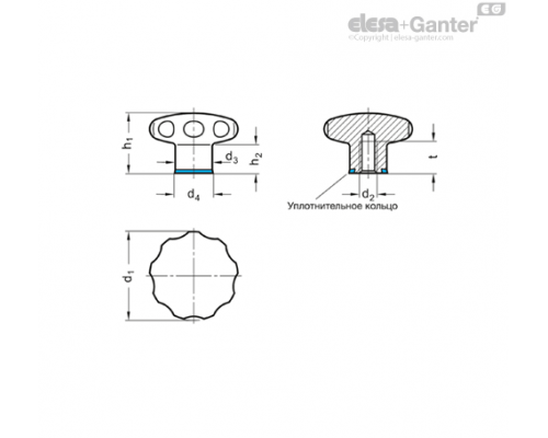 Лепестковая ручка GN 5435-40-M6-MT-E ELESA+GANTER