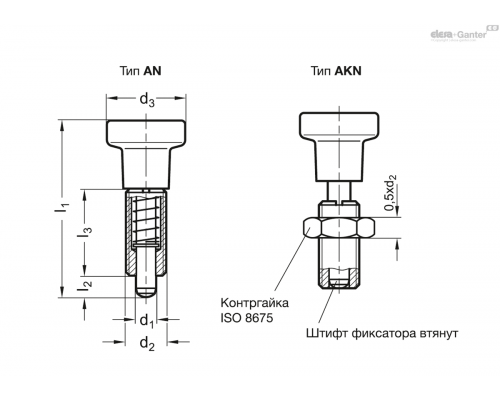 Штифт стопорный GN 613-8-AKN-NI ELESA+GANTER