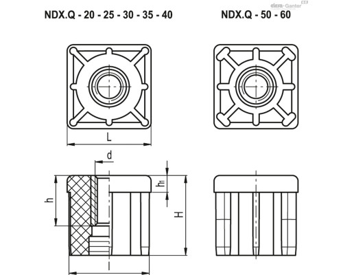 Торцевая заглушка NDX.Q-20x1.5-M8 (320011) ELESA+GANTER