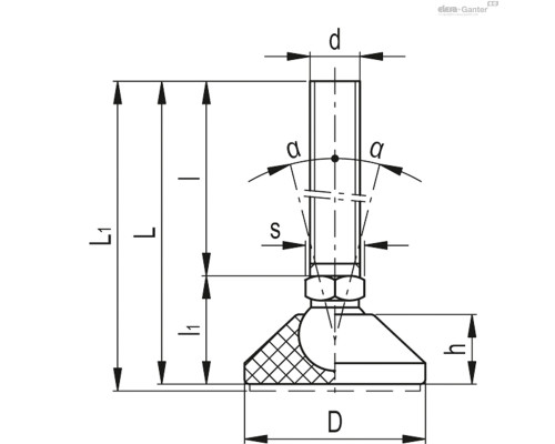 Регулируемая опора LSX.A-40-10-M10x60 (431573) ELESA+GANTER