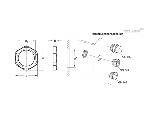Монтажная гайка GN 7430-M33x1,5-A4 ELESA+GANTER