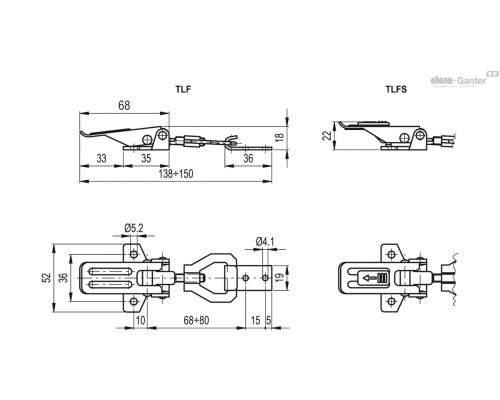 Замок натяжной TLF.Z-24/138-150+R (420101) ELESA+GANTER