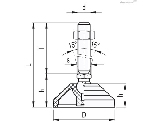 Регулируемая опора LV.A-60-14-SST-M10x43 (323221) ELESA+GANTER